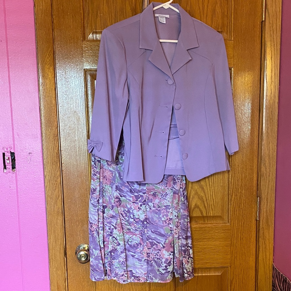 Dressbarn Lavender Blazer Skirt 2 Piece Set